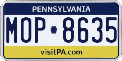 PA license plate MOP8635