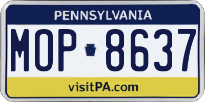 PA license plate MOP8637