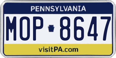 PA license plate MOP8647