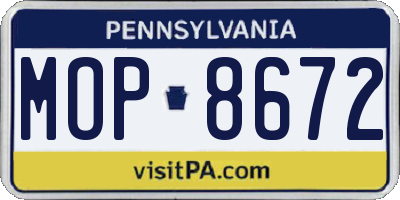 PA license plate MOP8672