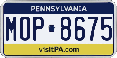 PA license plate MOP8675