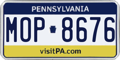 PA license plate MOP8676