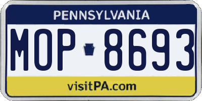 PA license plate MOP8693