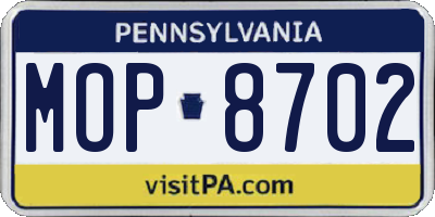 PA license plate MOP8702