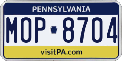 PA license plate MOP8704