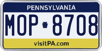 PA license plate MOP8708