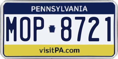 PA license plate MOP8721