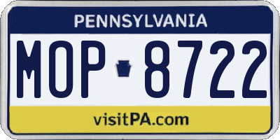 PA license plate MOP8722