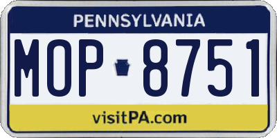 PA license plate MOP8751
