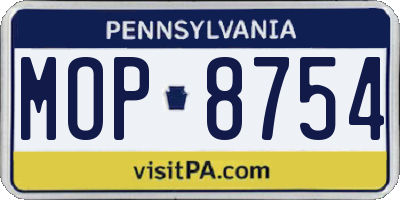 PA license plate MOP8754