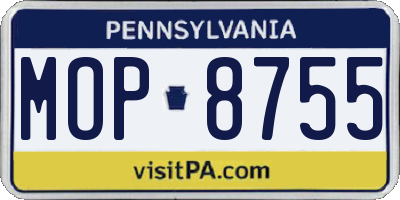 PA license plate MOP8755