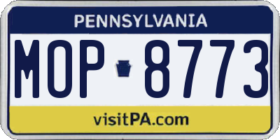 PA license plate MOP8773