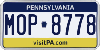 PA license plate MOP8778
