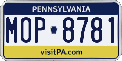 PA license plate MOP8781