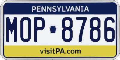 PA license plate MOP8786