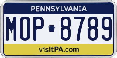PA license plate MOP8789