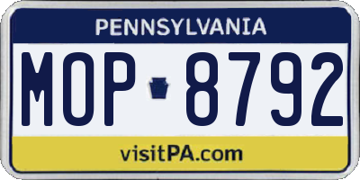 PA license plate MOP8792