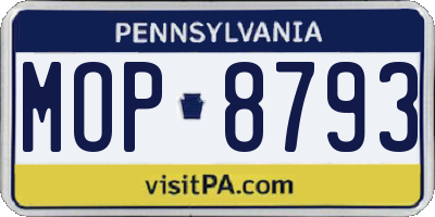 PA license plate MOP8793