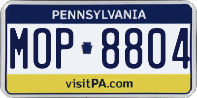 PA license plate MOP8804