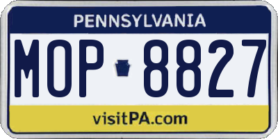PA license plate MOP8827