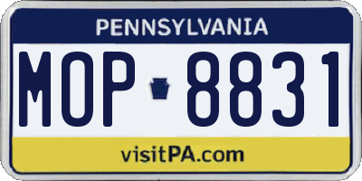 PA license plate MOP8831