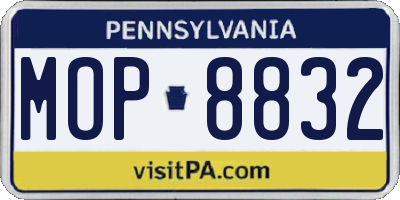 PA license plate MOP8832