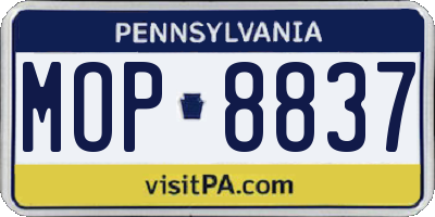 PA license plate MOP8837