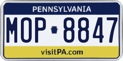 PA license plate MOP8847