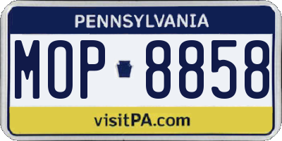 PA license plate MOP8858