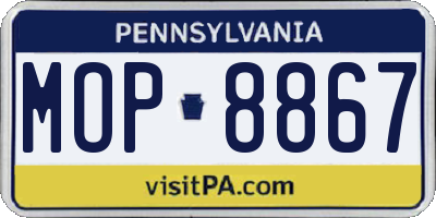 PA license plate MOP8867