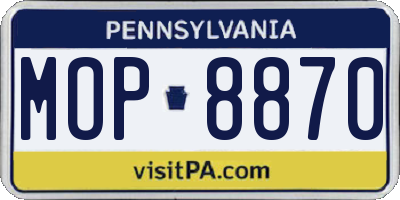 PA license plate MOP8870