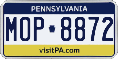 PA license plate MOP8872