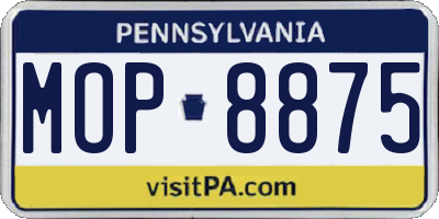 PA license plate MOP8875