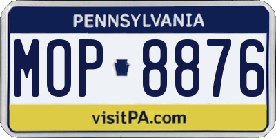 PA license plate MOP8876