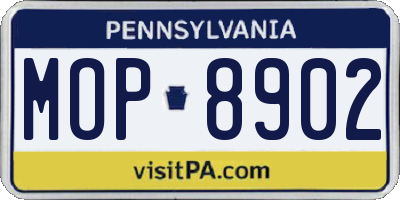 PA license plate MOP8902