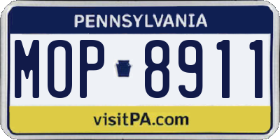 PA license plate MOP8911