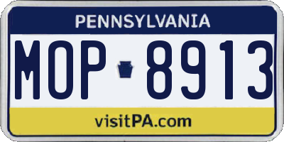 PA license plate MOP8913