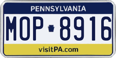 PA license plate MOP8916