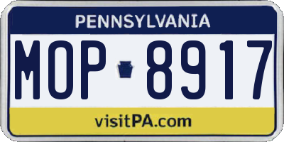 PA license plate MOP8917