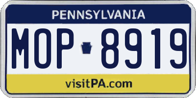 PA license plate MOP8919