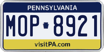 PA license plate MOP8921