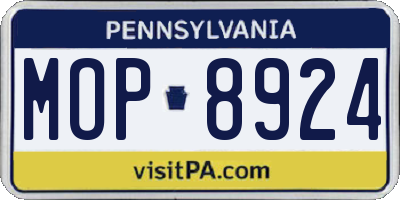 PA license plate MOP8924