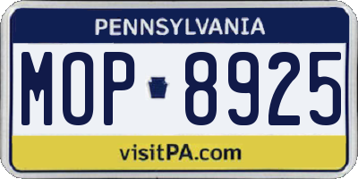 PA license plate MOP8925