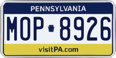 PA license plate MOP8926
