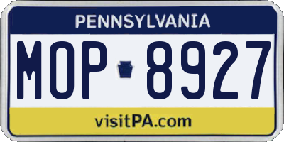 PA license plate MOP8927