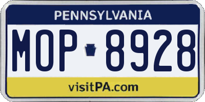 PA license plate MOP8928