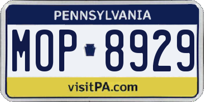 PA license plate MOP8929