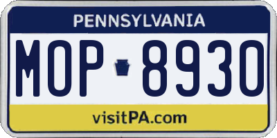 PA license plate MOP8930