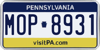 PA license plate MOP8931