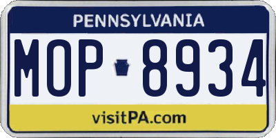 PA license plate MOP8934